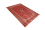 Mashad Persian Rug 9'9" x 6'7" - Semi Antique Medallion Crimson, Ultramarine Hand Knotted | full view | SKU 111184