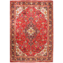 Tabriz Persian Rug 9x6 ft - Semi Antique Medallion Red, Cream Hand Knotted | front view | SKU 111186