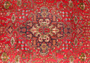 Tabriz Persian Rug 9x6 ft - Semi Antique Medallion Toranj Shah Abbasi Madder Red Cream Ivory Hand Knotted | texture detail | SKU 111187