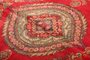 Tabriz Persian Rug 10x6 ft - Semi Antique Medallion Red, Cream Hand Knotted | texture detail | SKU 111188