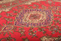 Tabriz Persian Rug 11x8 ft - Semi Antique Medallion (Toranj), Shah Abbasi Red, Cream, Navy Blue Hand Knotted | corner detail | SKU 111190
