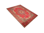 Tabriz Persian Rug 11'10" x 8'2" - Semi Antique Medallion Red, Cream Hand Knotted | back view | SKU 111190