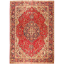 Tabriz Persian Rug 10x6 ft - Semi Antique Medallion Red, Cream Hand Knotted | front view | SKU 111193
