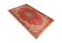 Tabriz Persian Rug 10x6 ft - Semi Antique Medallion Red, Cream Hand Knotted | corner detail | SKU 111193