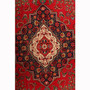 Tabriz Persian Rug 9'7" x 9'6" - Semi Antique Medallion Red, Cream Hand Knotted | front view | SKU 111195