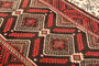 Baluch Persian Rug 6'11" x 4'1" - Semi Antique Mihrab Red, Blue Hand Knotted | full view | SKU 111199