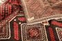 Baluch Persian Rug 6'11" x 4'1" - Semi Antique Mihrab Red, Blue Hand Knotted | corner detail | SKU 111199