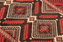 Baluch Persian Rug 6x4 ft - Semi Antique Mihrab Red, Blue Hand Knotted | side view | SKU 111199