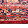 Mashhad Persian Rug 13x10 ft - Semi Antique Shah Abbasi, Medallion (Toranj) Crimson, Navy Blue, Cream Hand Knotted | side view | SKU 111209