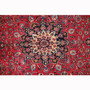 Mashad Persian Rug 13'1" x 10'2" - Semi Antique Medallion Crimson, Ultramarine Hand Knotted | pile detail | SKU 111209