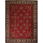 Tabriz Persian Rug 13'1" x 9'8" - Semi Antique Medallion Red, Cream Hand Knotted | front view | SKU 111210