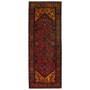 Hamadan Persian Rug 10'3" x 3'7" - Semi Antique Afshan Red, Blue Hand Knotted | front view | SKU 111217