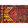 Hamadan Persian Rug 10'3" x 3'7" - Semi Antique Afshan Red, Blue Hand Knotted | pile detail | SKU 111217