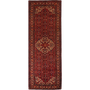 Hosseinabad Persian Rug 10x3 ft - Semi Antique Medallion (Toranj), Herati (Mahi) Dark Red, Crimson, Ivory Hand Knotted | front view | SKU 111218