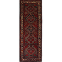 Hamadan Persian Rug 10'7" x 3'8" - Semi Antique Afshan Red, Blue Hand Knotted | front view | SKU 111219