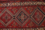 Hamadan Persian Rug 10'7" x 3'8" - Semi Antique Afshan Red, Blue Hand Knotted | pile detail | SKU 111219