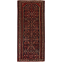 Hamadan Persian Rug 8x3 ft - Semi Antique Herati (Mahi), Afshan (All-Over) Dark Red, Madder Red, Navy Blue Hand Knotted | front view | SKU 111226