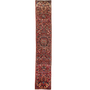 Hamadan Persian Rug 13'3" x 2'4" - Semi Antique Afshan Red, Blue Hand Knotted | front view | SKU 111228