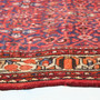 Hamadan Persian Rug 9x3 ft - Semi Antique Medallion (Toranj), Herati (Mahi) Madder Red, Navy Blue, Crimson Hand Knotted | side view | SKU 111230