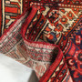 Hamadan Persian Rug 9'10" x 3'9" - Semi Antique Afshan Red, Blue Hand Knotted | detail view | SKU 111230