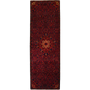 Hamadan Persian Rug 12'12" x 3'10" - Semi Antique Afshan Red, Blue Hand Knotted | front view | SKU 111235