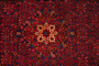 Hamadan Persian Rug 12'12" x 3'10" - Semi Antique Afshan Red, Blue Hand Knotted | corner detail | SKU 111235