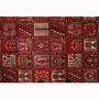 Bakhtiari Persian Rug 12x10 ft - Semi Antique Kheshti Garden, Geometric Madder Red, Crimson, Navy Blue Hand Knotted | side view | SKU 111300