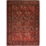 Bakhtiari Persian Rug 9x7 ft - Semi Antique Geometric, Diamond Lattice Madder Red, Dark Red, Burgundy Hand Knotted | front view | SKU 111301