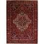 Bakhtiari Persian Rug 9'10" x 6'11" - Semi Antique Medallion Blue, Crimson Hand Knotted | front view | SKU 111303
