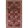 Bakhtiari Persian Rug 9x5 ft - Semi Antique Kheshti (Garden), Geometric Madder Red, Cream, Navy Blue Hand Knotted | front view | SKU 111304