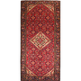 Borchelu Persian Rug 11'10" x 5'6" - Semi Antique Medallion Camel, Blue Hand Knotted | front view | SKU 111308