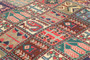 Bakhtiari Persian Rug 9'8" x 5'11" - Semi Antique Medallion Blue, Crimson Hand Knotted | detail view | SKU 111314
