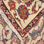 Isfahan Persian Rug 9x6 ft - Semi Antique Medallion Crimson, Cream Hand Knotted | corner detail | SKU 111316