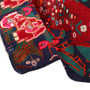 Afshar Persian Rug 9x6 ft - Semi Antique Medallion Toranj, Gol Farang European Floral Crimson, Navy Blue, Teal Hand Knotted | detail view | SKU 111317