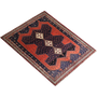 Sirjan Persian Rug 8'4" x 5'7" - Semi Antique Medallion Red, Navy Blue Hand Knotted | texture detail | SKU 111320