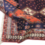 Sirjan Persian Rug 8'4" x 5'7" - Semi Antique Medallion Red, Navy Blue Hand Knotted | detail view | SKU 111320