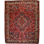 Bakhtiari Persian Rug 13x10 ft - Semi Antique Medallion Blue, Crimson Hand Knotted | front view | SKU 111326