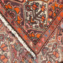 Bakhtiari Persian Rug 8'10" x 5'4" - Semi Antique Medallion Blue, Crimson Hand Knotted | corner detail | SKU 111330