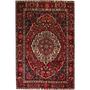 Bakhtiari Persian Rug 10x6 ft - Semi Antique Medallion Blue, Crimson Hand Knotted | front view | SKU 111331
