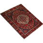 Bakhtiari Persian Rug 10x6 ft - Semi Antique Medallion Blue, Crimson Hand Knotted | texture detail | SKU 111331