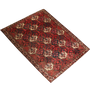 Bakhtiari Persian Rug 9x7 ft - Semi Antique Diamond Lattice, Geometric Dark Red, Crimson, Ivory Hand Knotted | texture detail | SKU 111332