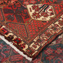 Bakhtiari Persian Rug 9x7 ft - Semi Antique Diamond Lattice, Geometric Dark Red, Crimson, Ivory Hand Knotted | corner detail | SKU 111332
