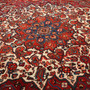 Bakhtiari Persian Rug 13x10 ft - Semi Antique Medallion (Toranj), Geometric Madder Red, Crimson, Navy Blue Hand Knotted | back view | SKU 111335