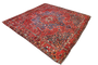 Bakhtiari Persian Rug 14x12 ft - Semi Antique Medallion (Toranj), Herati (Mahi) Madder Red, Navy Blue, Crimson Hand Knotted | back view | SKU 111336
