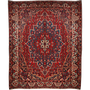 Bakhtiari Persian Rug 13'1" x 10'8" - Semi Antique Medallion Blue, Crimson Hand Knotted | front view | SKU 111338