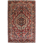 Bakhtiari Persian Rug 8'2" x 5'3" - Semi Antique Medallion Blue, Crimson Hand Knotted | front view | SKU 111355