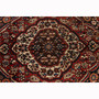 Bakhtiari Persian Rug 8x5 ft - Semi Antique Medallion Toranj, Geometric Madder Red, Cream, Navy Blue Hand Knotted | pile detail | SKU 111355
