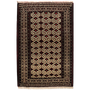 Turkmen Persian Rug 3x2 ft - Semi Antique Geometric Crimson, Navy Blue Hand Knotted | front view | SKU 111360