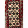 Baluch Persian Rug 3'5" x 1'11" - Semi Antique Mihrab Red, Blue Hand Knotted | pile detail | SKU 111365
