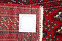 Turkmen Persian Rug 4x1 ft - Semi Antique Geometric, Turkmen Gul Crimson, Navy Blue, White Hand Knotted | corner detail | SKU 111366